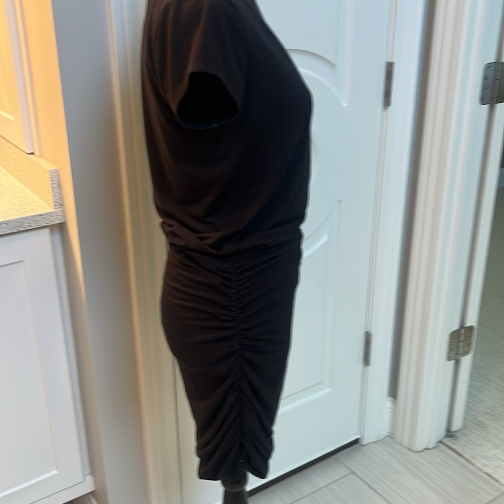 Athleta Small v neck rouched fitted black dress Size Small - Picture 7 of 9